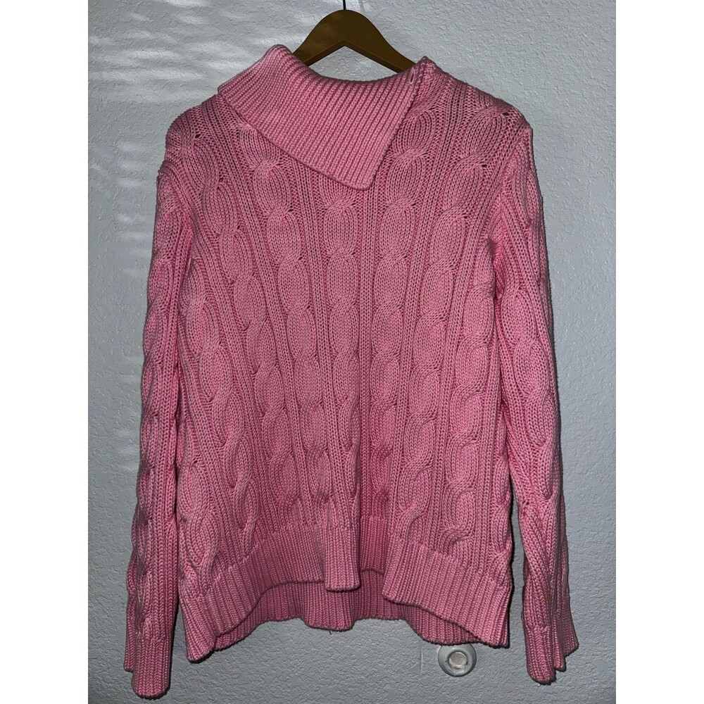 Lauren Ralph Lauren 2X Pink Cable Knit Pullover Cottage Barbie